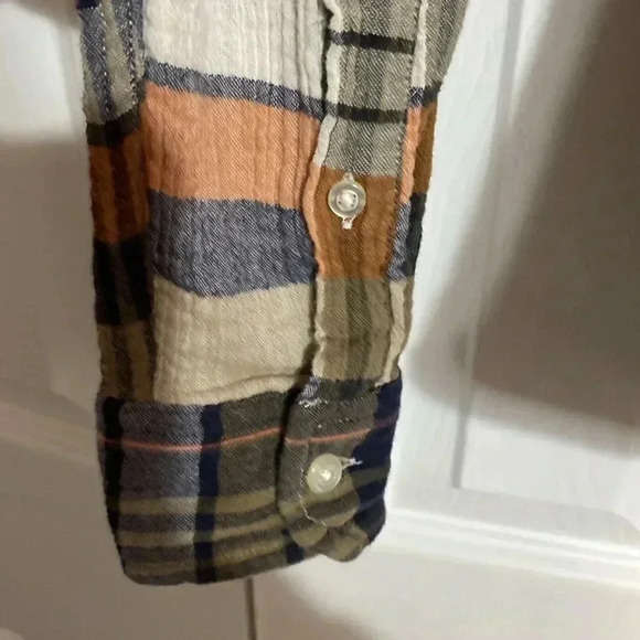 Banana Republic mens plaid cotton button down untucked slim fit shirt size SMALL - Picture 7 of 12